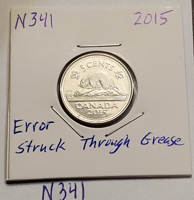 ERROR 2015 Struck Thru Grease CANADA 5 Cent Nickel N341 | eBay