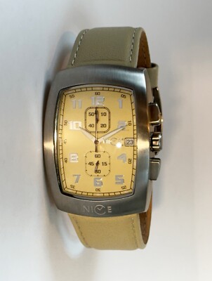 Nice Italy Large Unisex Stainless Steel Multi-Function Bone Leather Strap Watch