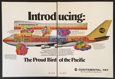 1970 CONTINENTAL Airlines BOEING 747 ad airways advert PROUD BIRD OF THE PACIFIC