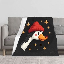 Cozy Flannel Blanket with Whimsical Duck Design - Soft Warm - Festive  Playful