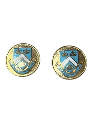 Pair of  Vintage Columbia University School Crest Metal Clothing Buttons Ivy Lg