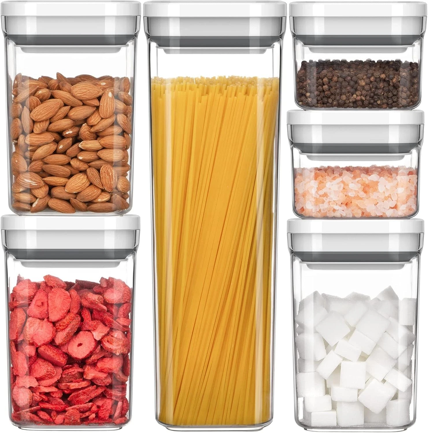 6 Piece Airtight Food Storage Container Set BPA Free Kitchen Pantry Organization