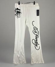 NWT Ed Hardy Sweatpants Women's Med White Flare Love Kills Slowly Y2K