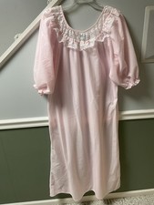 Vintage Village Fair Nightgown Soft Pink w/Lace Ribbon Large 12-14