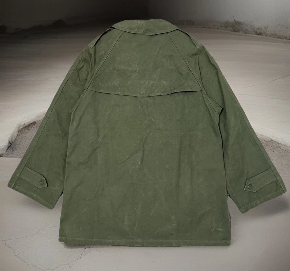 Vintage 1955 Paulhan & Fils French Army M-38 Motorcycle Coat Jacket Green 50s - Image 3 of 4