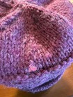 HAND KNIT HEATHER MULBERRY WOOL HAT WITH ROLL EDGE AND BAND DETAIL — photo 6