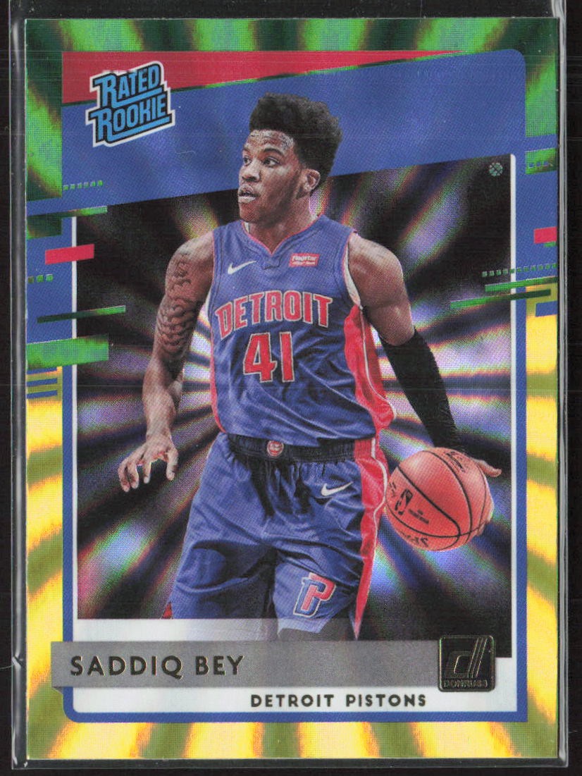 2020-21 Donruss #210 Saddiq Bey Holo Green and Yellow Laser Detroit Pistons (B2)