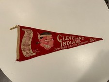 original 1954 CLEVELAND INDIANS a.l. champions BASEBALL TEAM FULL SIZE PENNANT