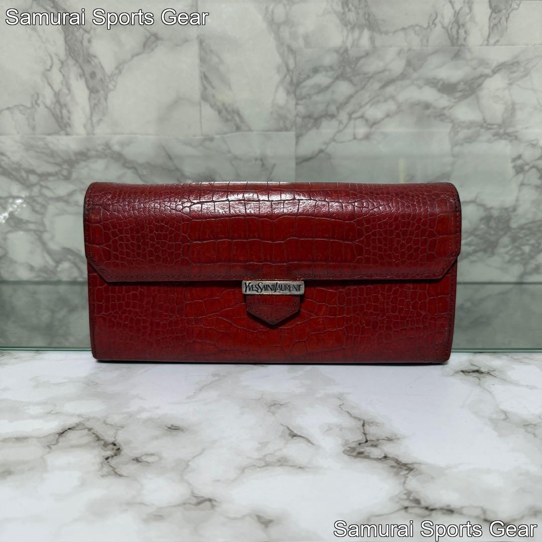 Portafoglio lungo donna Yves Saint Laurent autentico rosso vera pelle
