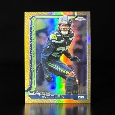 2025 Topps Chrome #278 Riq Woolen Football Leather Gold #/50