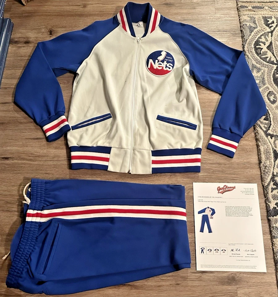 *VERY NICE* circa 1980s NEW JERSEY NETS Player (Game) Worn 2-piece WARM UP SUIT - Image 2 of 4