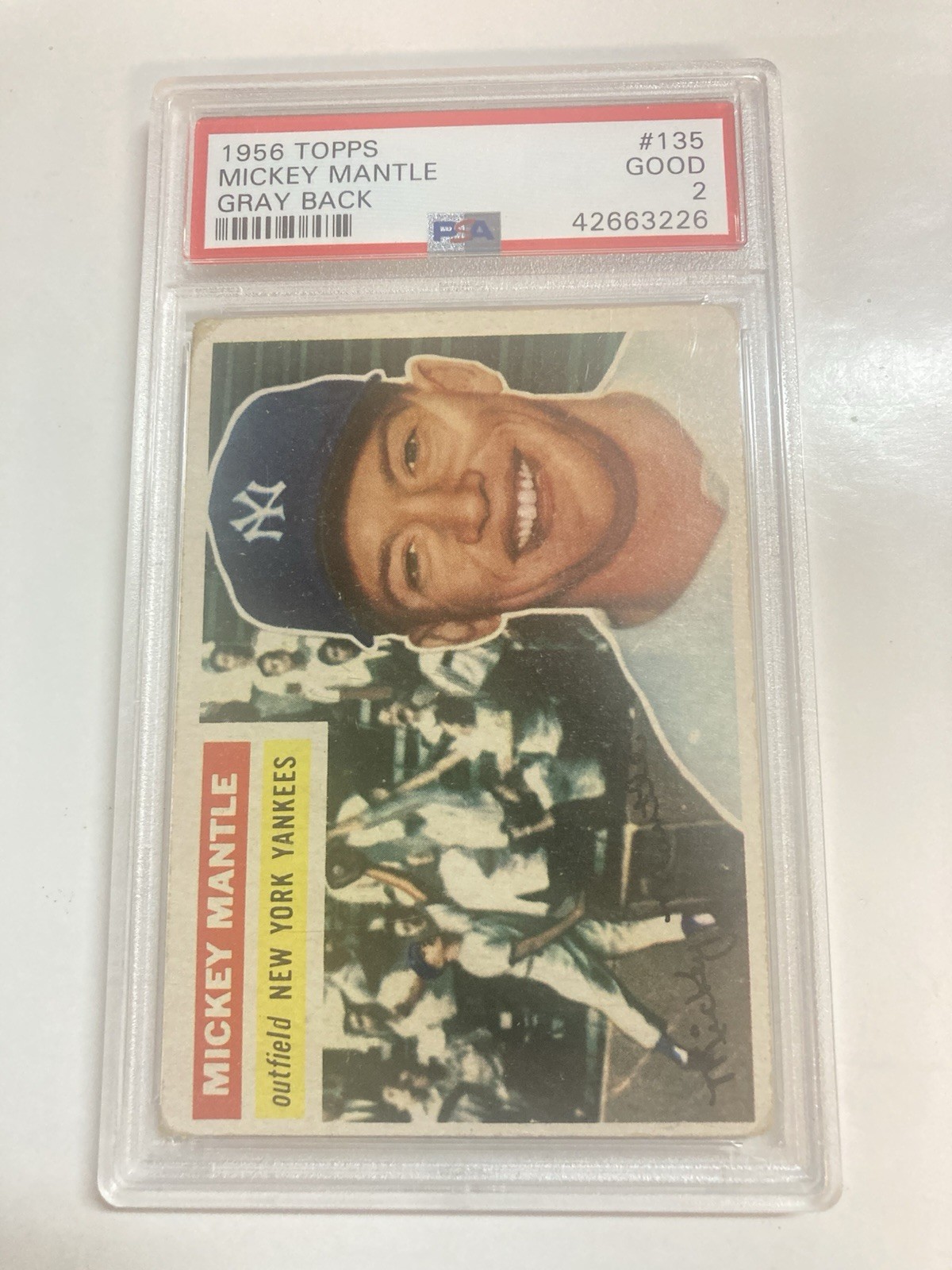 Psa 2 1956 Topps Mickey Mantle gray back NY Yankees #135