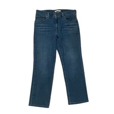 Levis 724 High Rise Straight Jeans Womens 32 Blue Stretch Denim