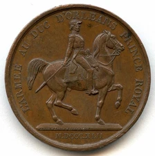 France Louis Philippe I Duke of Orleans 1842 Copper Medal By Barre 27mm 9gr !!!