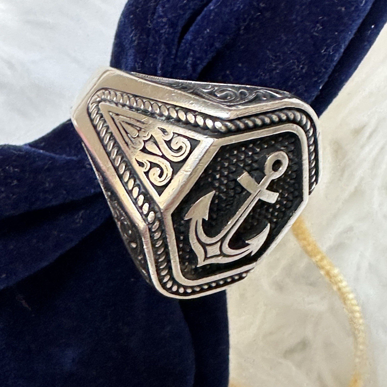 Solid 925 s silver Sailor Anchor Ring - image 21