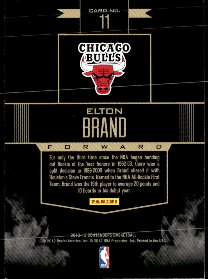 2012-13 Panini Contenders #11 Elton Brand Rookie Remembrance E1 - Image 2 of 2