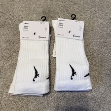 Wnba Nike Elite Socks, Dry Fit Crew, Basketball Size Large Two Pair All White