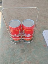 Coca-Cola Metal Salt and Pepper Shaker Set with Caddy NEW