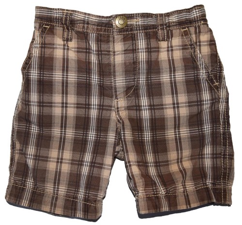 Baby Gap Infant Boys Size 6 12 Months Elastic Waist Plaid Brown Shorts