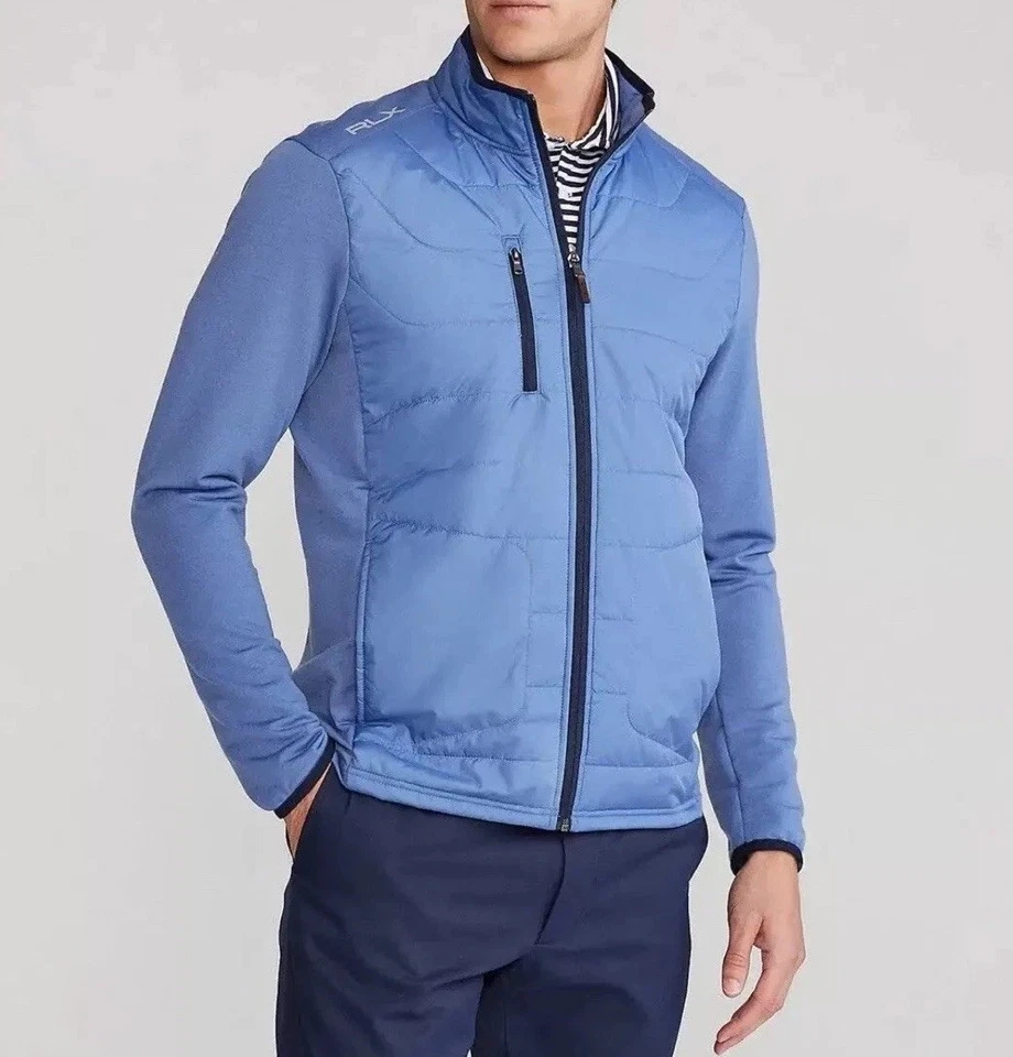 RLX Hybrid Jacket Polo Ralph Lauren Stretch Golf Mens XXL Blue Wool Full Zip NWT - Image 3 of 4