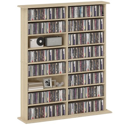 HOMCOM CD-Aufbewahrungseinheit DVD Tower Blu-ray Aufbewahrungsregal für Büro, Natur