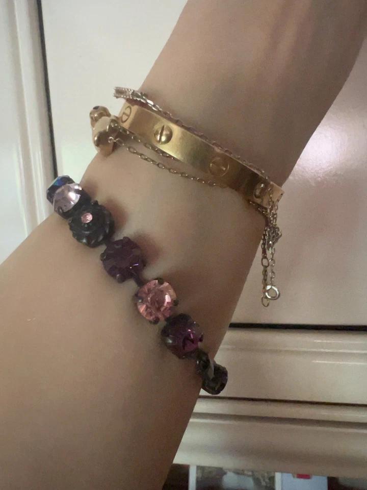 Orig $350 欧洲多宝石网球手链彩虹珠宝 SWAROVSKI 手工制作 — 第 2/4 张图片