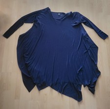 Damen Poncho-Pullover – Tunika-Shirt - Langarm – dunkelblau - Gr. 52/54