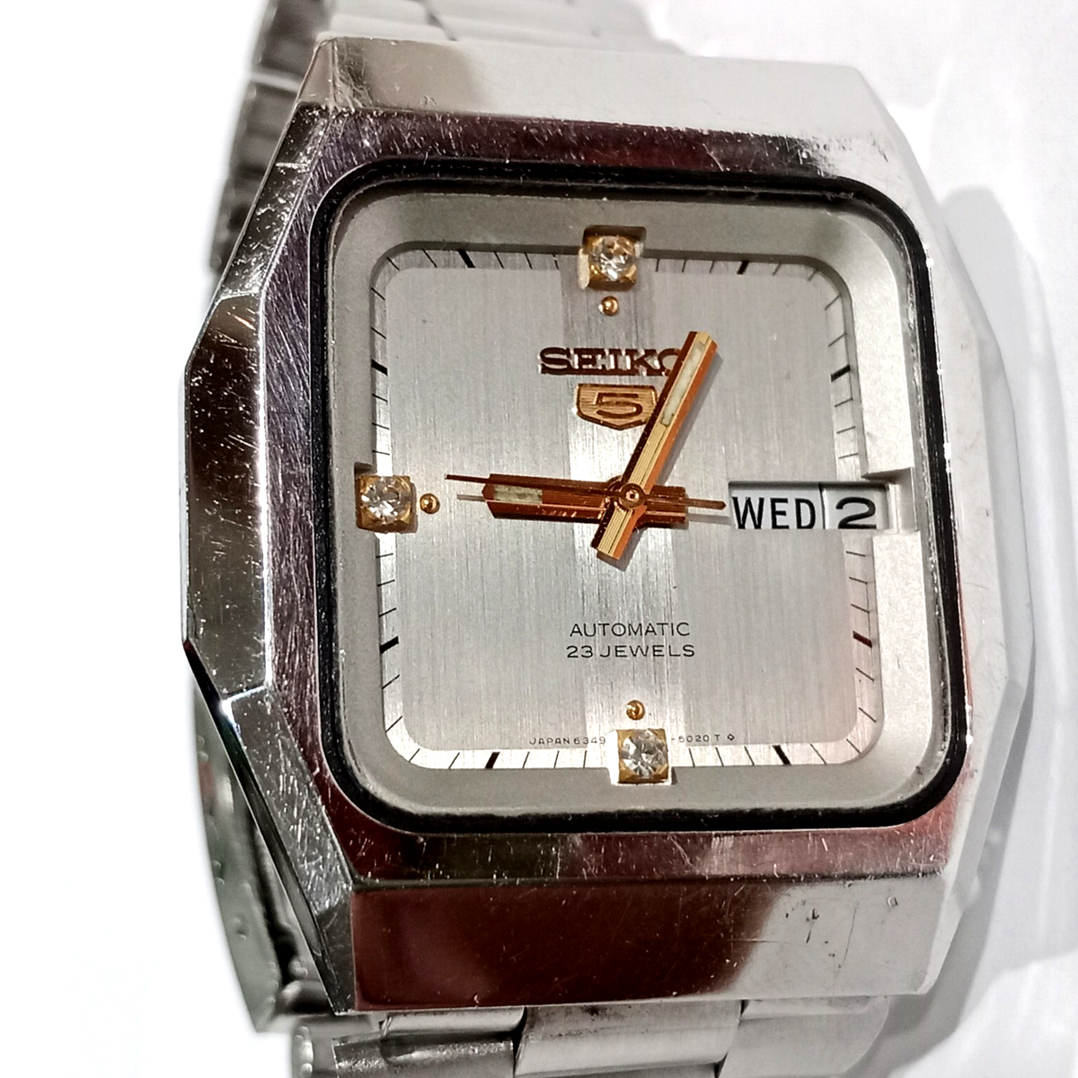 Vintage Seiko Automatic Watch 23J Day Date Rectangle 