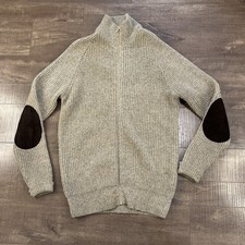 Vtg Orvis Mens Sweater XLarge XL Full Zip Wool Blend Elbow Patch Made In USA F6