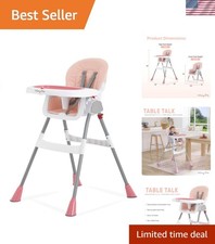 Portable 2-in-1 Tabletalk High Chair in Pink, Three Adjustable Height Setting...