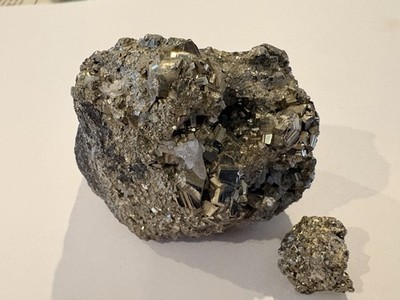 Lot Of 2 Large natural cluster of pyrite or  ''fool's gold'' And Smaller Cluster