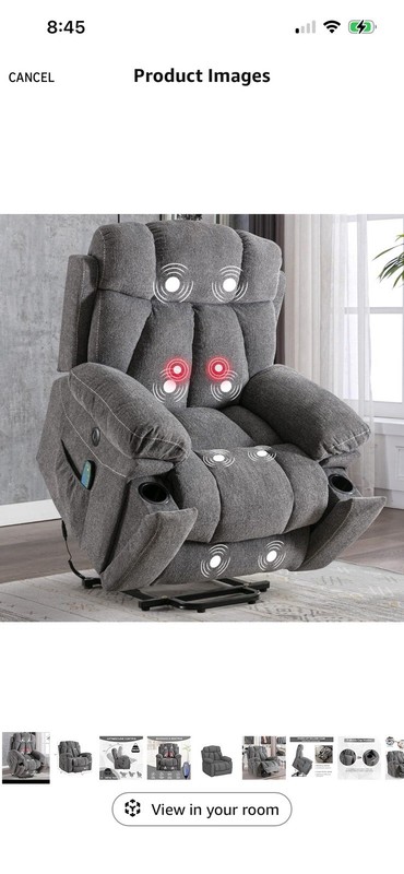 CANMOV Large Power Lift Recliner Chair with Massage and Heat for Elderly Grey
