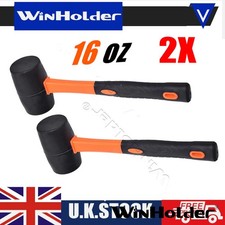 2X Heavy Duty Rubber Mallet Hammer 16oz Building Camping Pegs Paving Slabs