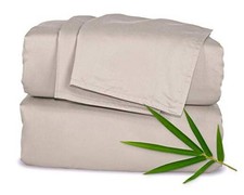 Sheets, Genuine 100 Organic Viscose Derived from Bamboo Bed Twin XL Sand