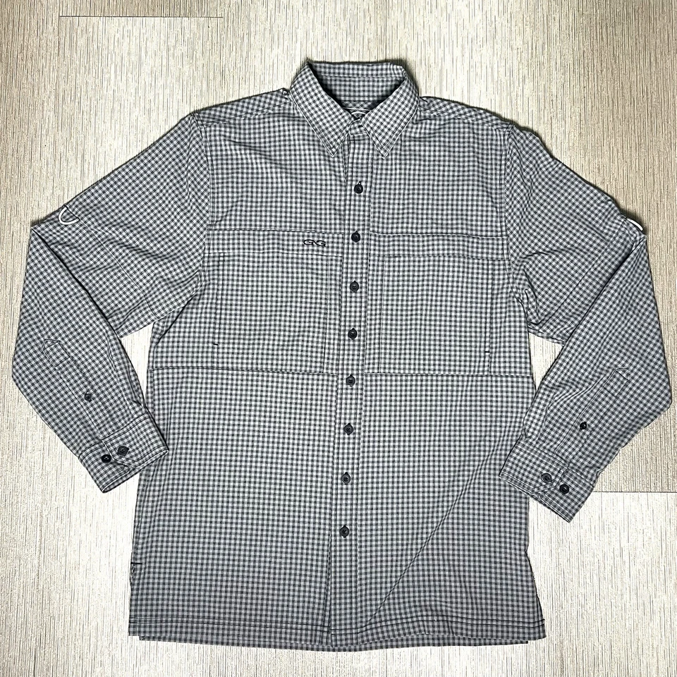 GameGuard TekCheck Shirt Mens M Gunmetal Gray Gingham Vented Fishing Long Sleeve - Image 2 of 4