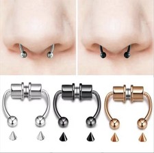 Magnetic Stainless Steel Horseshoe Septum Ring Nose Piercing, Multi Colors