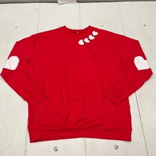 Red Heart Print Valentine's Day Crewneck Sweatshirt Women's Size X-Large NEW