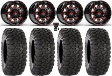 Fuel Lethal Red 14" Wheels 28" XC450 Tires Yamaha Wolverine RMAX