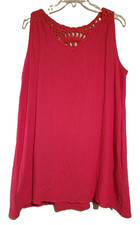 SHEIN Boho Pink Gauze Sleeveless Halter Dress Crochet Neckline Summer Sundress L