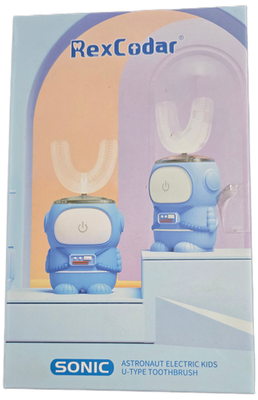 #ad U Shaped Electric Toothbrush for Kids Astronaut USB Charging Silicone Blue Clean $68.25