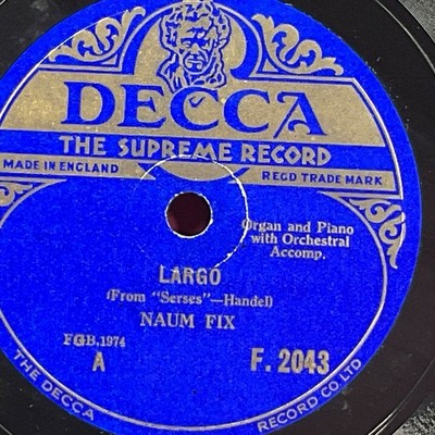 Naum Fix, Minuet/Largó 78 RPM 10'' Record