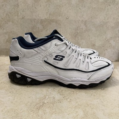 Skechers After Burn Sneakers Mens 13 White Leather Low Walking Casual Shoes