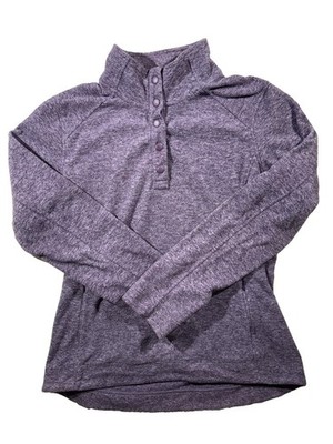 Duluth Sweater Womens Large Purple Fleece Pullover Snap Neck Thumbholes