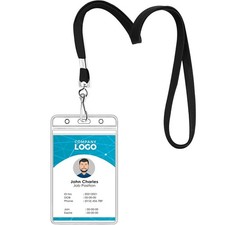 2 Pack Clear ID Badge Holder with Lanyard Black Lanyards Vertical