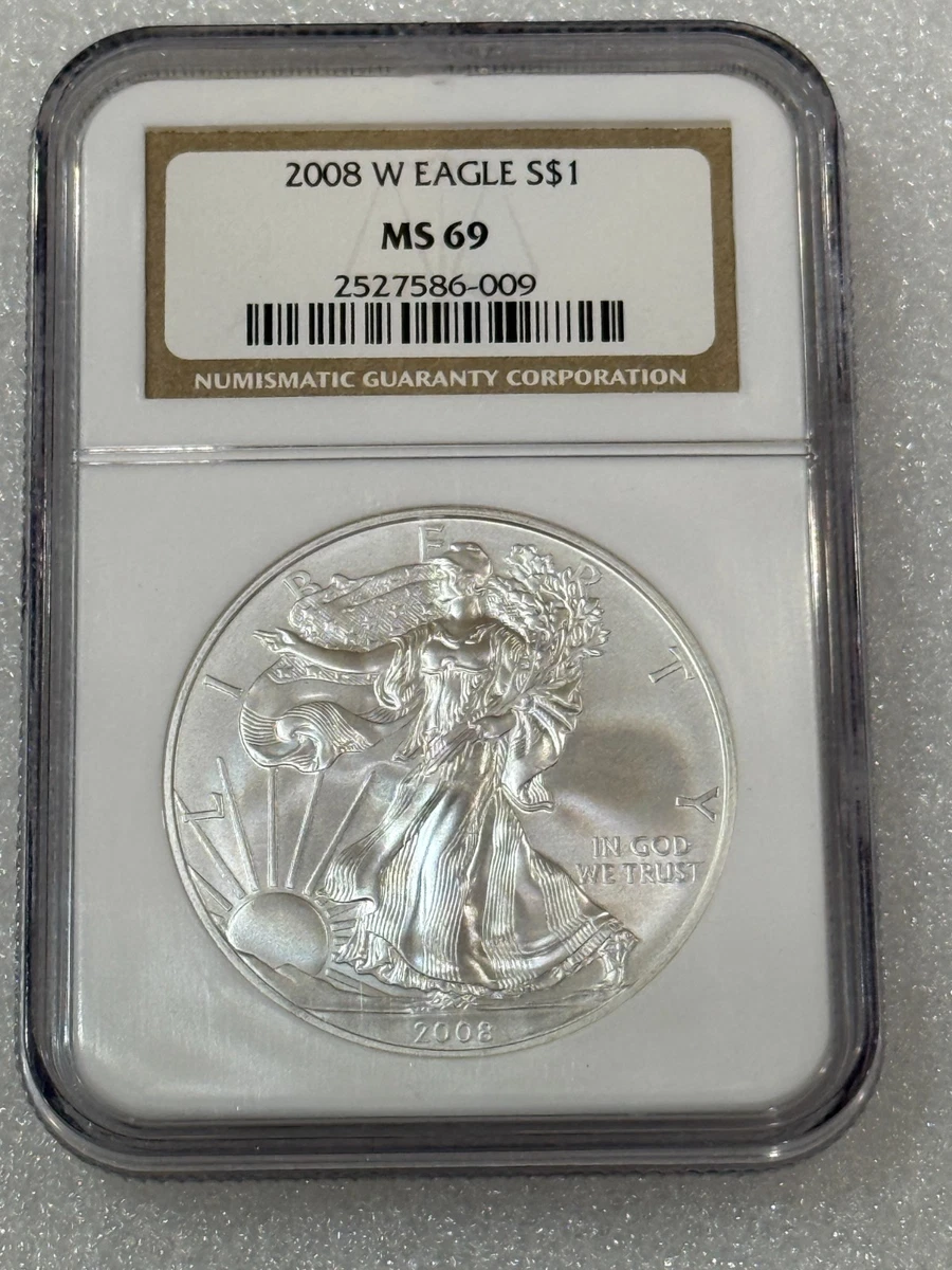 25+ American Eagle MS 69 Graded 2008 Silver Bullion Coins for sale