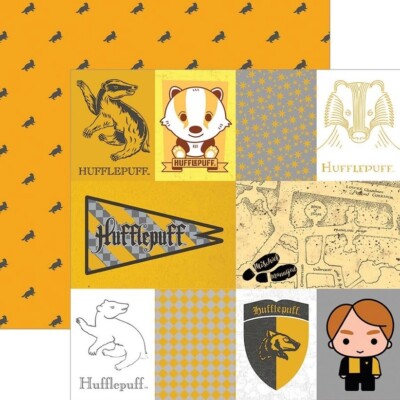 Harry Potter Hufflepuff Tags 12X12 Scrapbook Paper ~ Officially Licensed Product