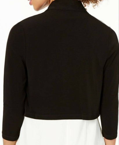 Calvin Klein Petite Black Open Front Long Sleeve Cardigan Shrug Size PM - Picture 2 of 2