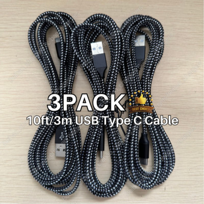 3Pack USB Cable Type C Cord Fast Charger For Samsung Galaxy S10 S20 iPhone 15 16