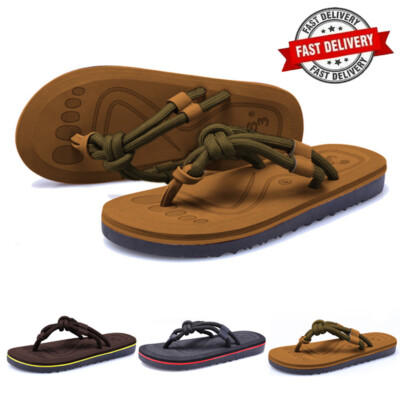 Hausschuhe Herren Sandale Slip on Flip Flop Zehentrenner Strand Sport Rutschfest