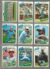 1980 Topps Baseball Toronto Blue Jays Complete Team Set, Stieb, EX-MT to NM!
